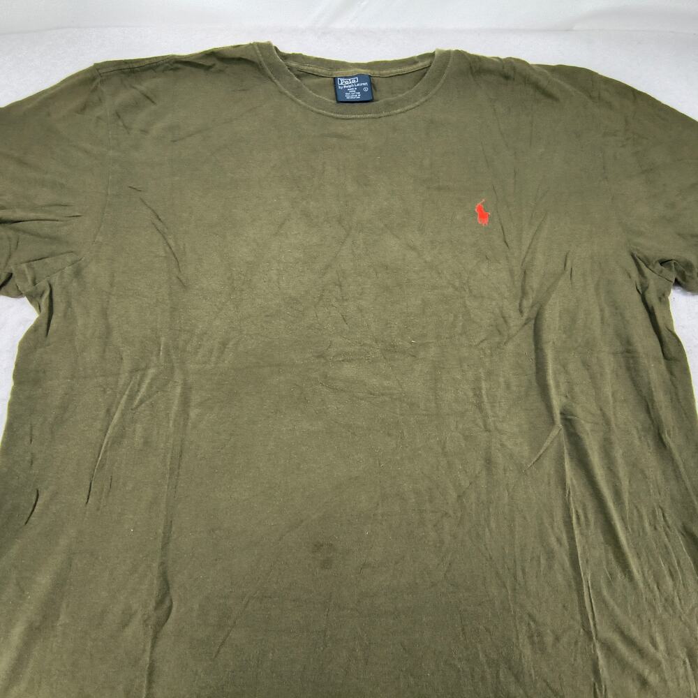 Polo By Ralph Lauren Casual Crew Neck Short Sleeve Shirt Mens Size L Green Red